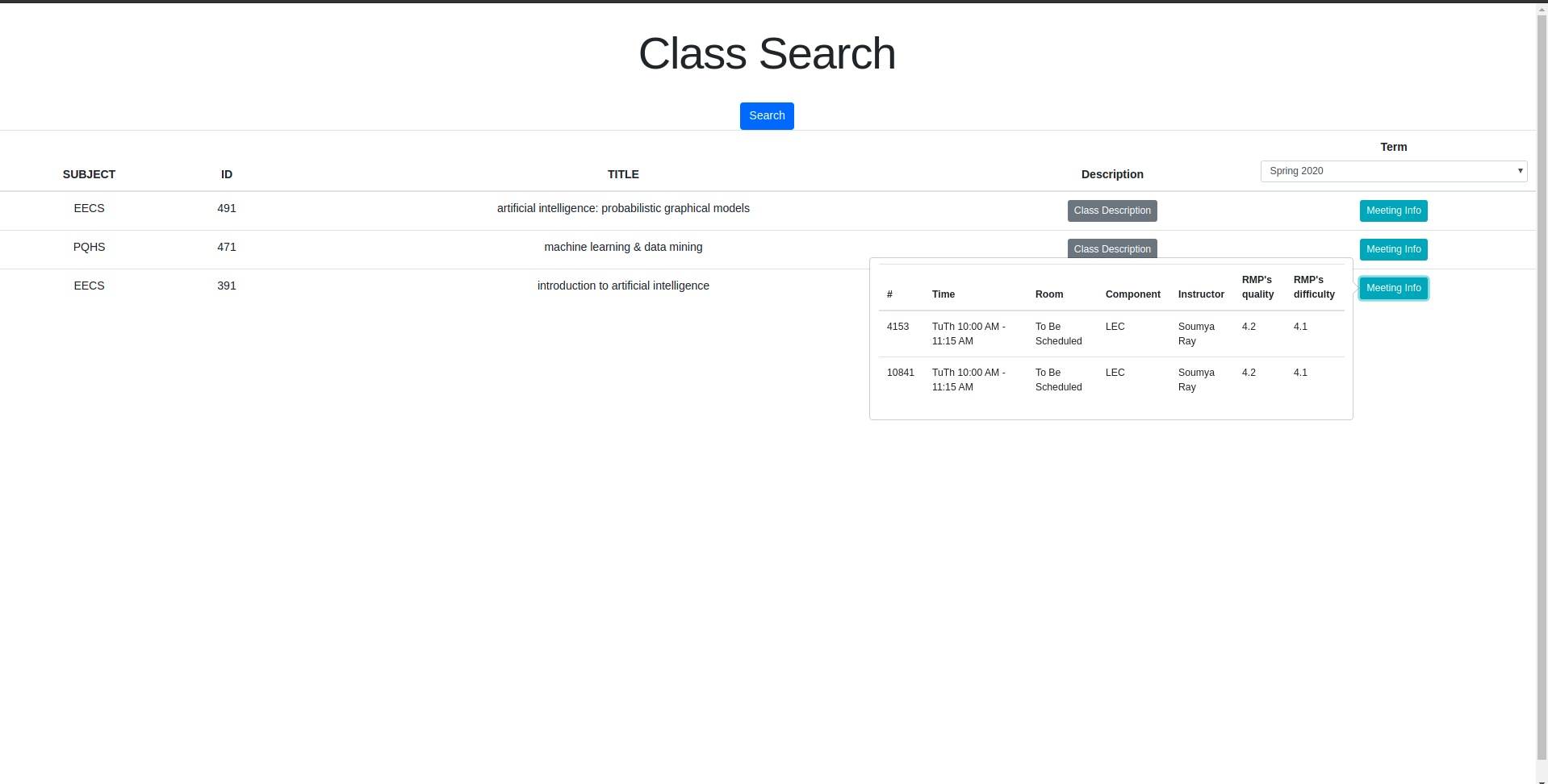 CWRU Full-Text Class Search (KHE 2019)