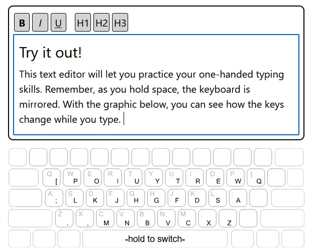Single-Handed Typing (KHE 2022)